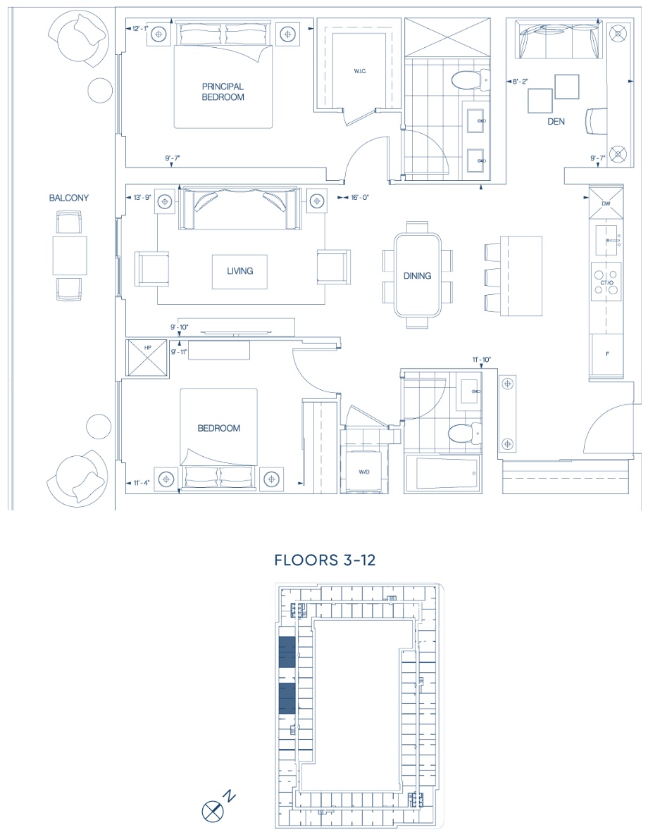 Harbourwalk Condos - Suite 2EE+D Floorplan