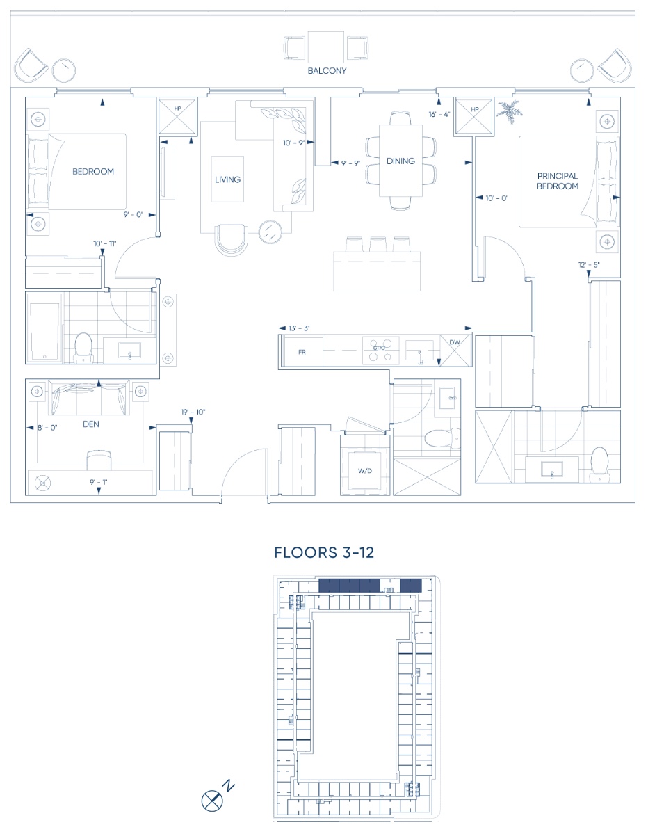 Harbourwalk Condos - Suite 2Q+D Floorplan