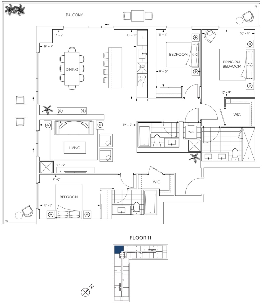 Harbourwalk Condos - Suite 3B Floorplan